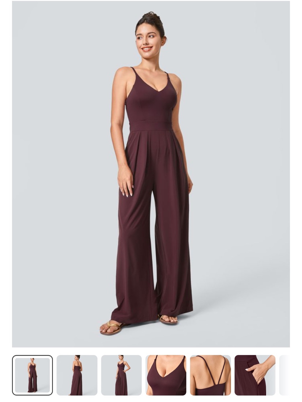 HALARA Burgundy Strappy Jumpsuit